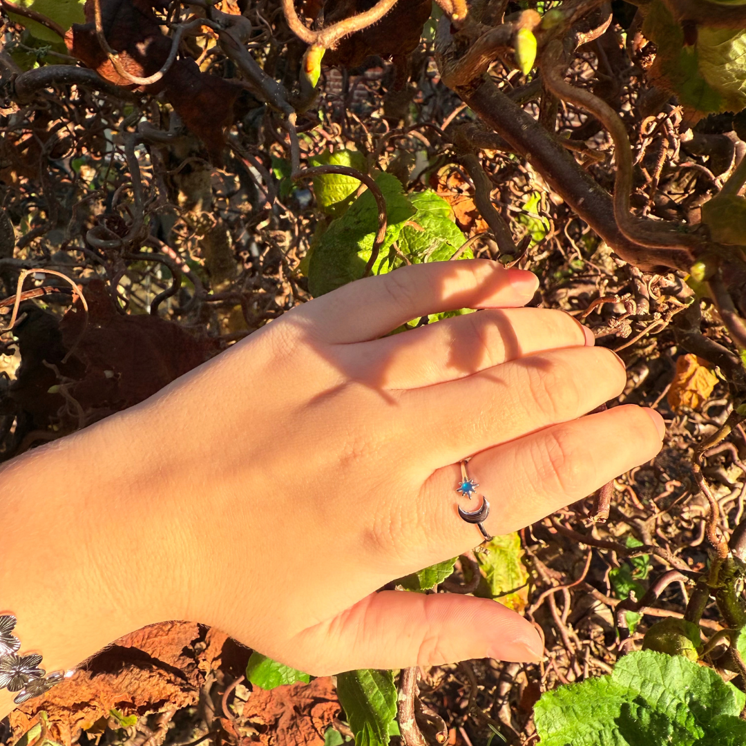 Moon & star ring
