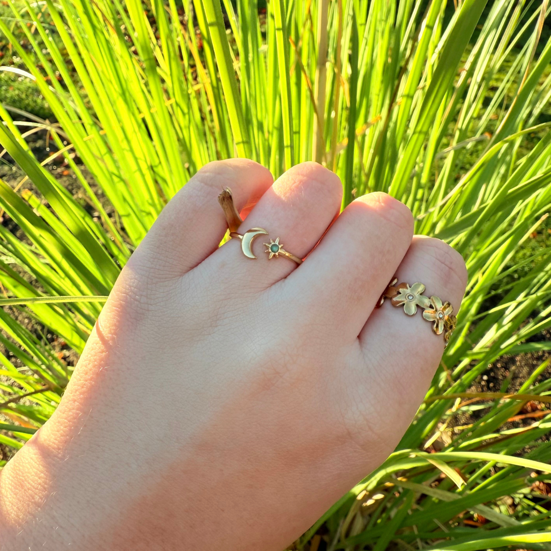 Moon & star ring